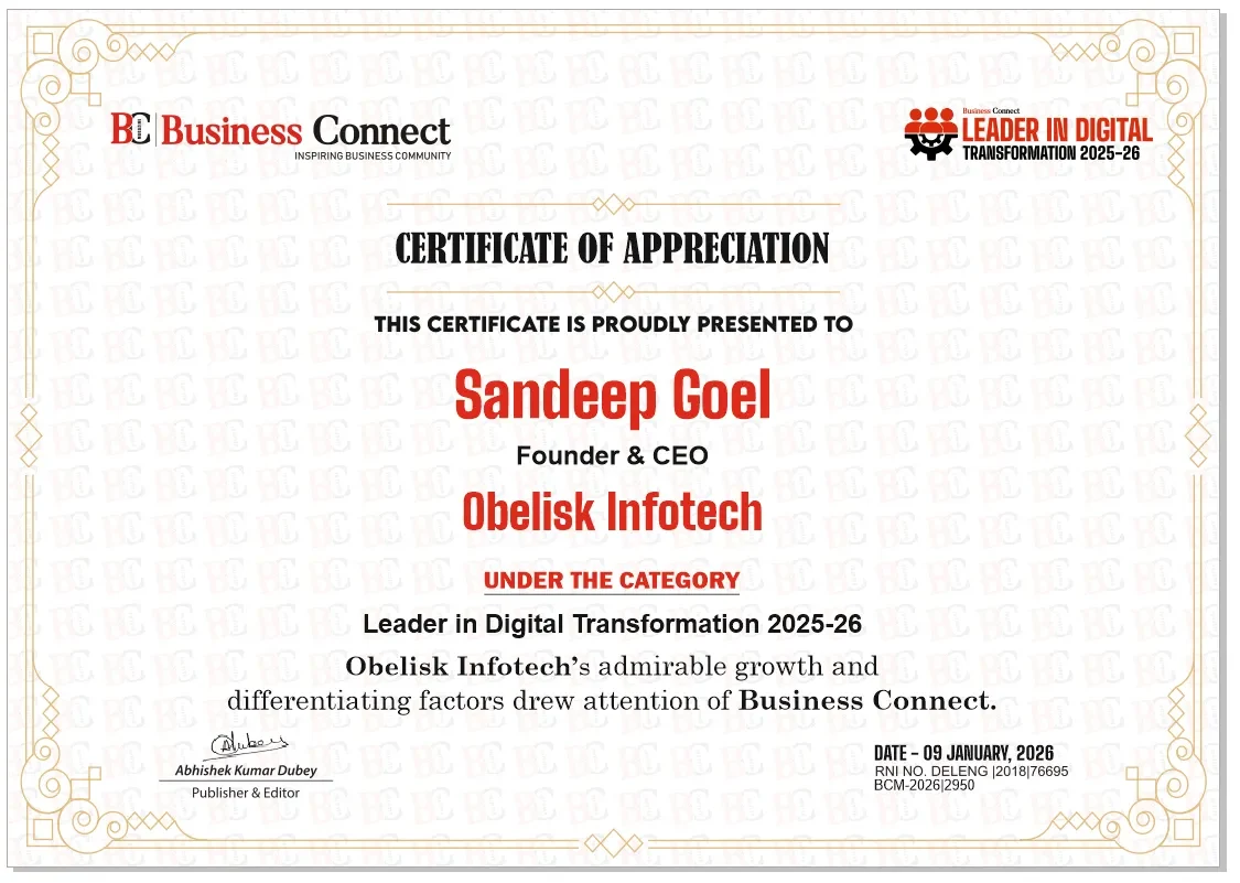 Business Connect certificate for Sandeep Goel